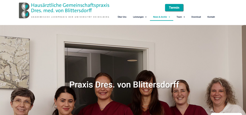 Das ist eine Bildschirmaufnahme der Startseite der Arztpraxis Dres. von Blittersdorff, einem ehemaligem Kunden von SEO SAVANT.